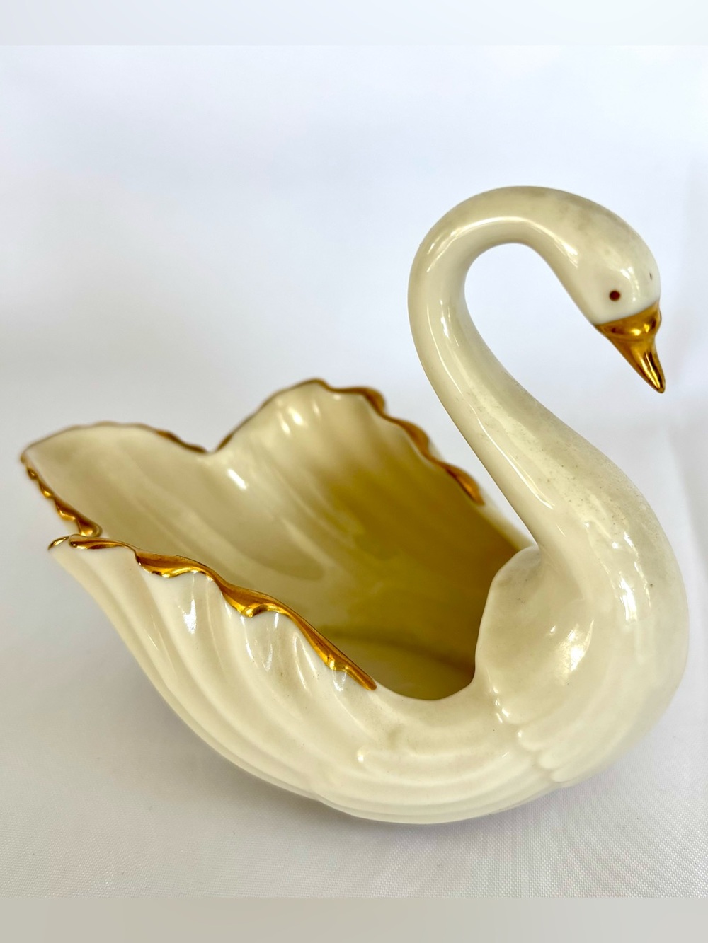 LENOX Small Swan 24K Gold Trim Figurine Trinket Dish